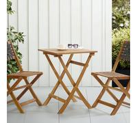 Wyld and Coco Casa 3-Piece Folding Acacia Bistro Set - Brown Wyld and Coco Brown