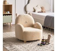 Wyld and Coco Cat-Shaped Kids Armchair Beige Bouclé Upholstery Low Toddler Chair Wyld and Coco Beige