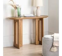 Wyld and Coco Console Table - Light Brown MDF with Rattan Base 120cm Wyld and Coco Brown