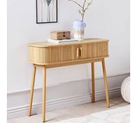 Wyld and Coco Console Table Light Brown Pine Legs Sliding Cabinet 100 x 35 cm Wyld and Coco Brown 100 x 35 cm