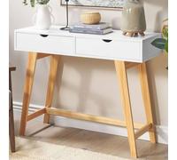 Wyld and Coco Console Table White Lacquer Top and Light Pine Legs 101x36x78 cm | Size: 101 x 36 x 78 cm Wyld and Coco White 101 x 36 x 78 cm