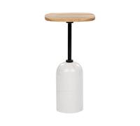 Wyld And Coco Conte Living Side Table 30Cm Round Acacia Top With White Marble-Effect Metal Base
