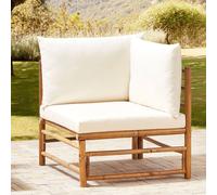 Wyld and Coco Corner 1-Seat Section - Off-White Bamboo Armless Sofa in White Wyld and Coco White
