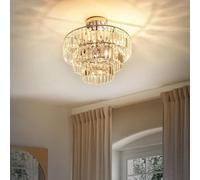 Wyld and Coco Crystal Chandelier Pendant Lamp Chrome Finish Three Tier Glass in Clear Wyld and Coco Clear