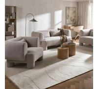 Wyld and Coco Dark Beige Curved 3-Seater Sofa Loveseat Armchair Wyld and Coco Beige