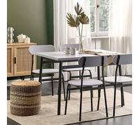 Wyld and Coco Dining Set 110 x 70 cm Grey Table with 4 Chairs Wyld and Coco Grey 110 x 70 cm