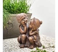 Wyld and Coco Distressed Brown Child Figurine 32cm - Indoor or Sheltered Outdoor Wyld and Coco Brown