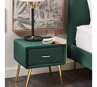 Wyld and Coco Emerald Velvet Bedside Table 1 Drawer Gold-Toned Legs in Green Wyld and Coco Green