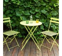 Wyld and Coco Evergreen Lime Green 3-Piece Metal Folding Bistro Set Wyld and Coco Green