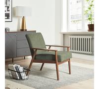 Wyld and Coco Everluxe Green Armchair - Retro Design with Dark Rubberwood Frame Wyld and Coco Green