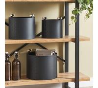 Wyld and Coco Faux Leather Storage Baskets Set of 3 with Handles Black Wyld and Coco Black