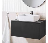 Wyld and Coco Fluted Wall-Mounted Bathroom Cabinet Black 80x52 cm Drawer Wyld and Coco Black 80x52 cm
