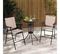 Wyld and Coco Folding Bistro Set Garden Round Bar Table with Folding Chairs in Cream | Size: 1 Pack Wyld and Coco Cream 1 Pack