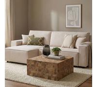 Wyld and Coco Gambo Teak Coffee Side Table Brown Matte Finish Geometric Cube Wyld and Coco Brown
