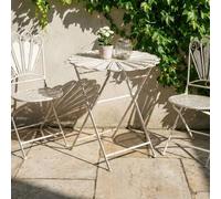 Wyld and Coco Garden Elegance Peacock Motif Bistro Set - Off-White Distressed Metal in White Wyld and Coco White