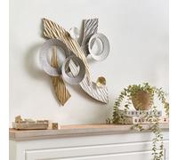 Wyld And Coco Gilded Aura Gold Metal Wall Decor - Interlocking Circles Sculpture, W55 X H54Cm, Contemporary Glam