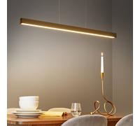 Wyld and Coco Gold Aluminium Pendant Lamp with Rubberwood Shade and Remote LED Wyld and Coco Gold