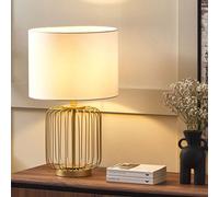 Wyld and Coco Gold Cage Table Lamp - White Cotton Shade 35x35x58cm | Size: 35 x 35 x 58 cm Wyld and Coco Gold 35 x 35 x 58 cm