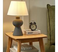 Wyld and Coco Grey Ceramic Table Lamp with Linen Drum Shade Wyld and Coco Grey