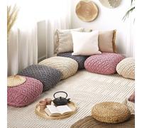 Wyld and Coco Grey Macramé Floor Cushion 50 x 50 cm Pouffe Wyld and Coco Grey 50 x 50 cm