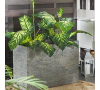 Beliani Grey Stone Rectangular Planter 34 X 80 X 56 Cm - Fibreglass-Reinforced Fibre Clay