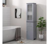 Wyld and Coco Grey Slim Bathroom Storage Cabinet with 3-tier Shelf Drawer Door Wyld and Coco Grey
