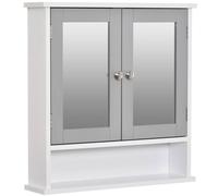 Wyld and Coco Grey Wall Mounted Mirror Cabinet with Double Doors and Bathroom Storage Organizer Wyld and Coco Grey
