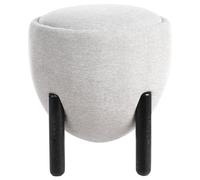 Wyld And Coco Greylux Compact Round Pouffe With Rubberwood Legs Upholstered Footstool W47 X D47 X H48Cm