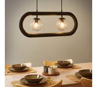 Wyld and Coco Handmade Mango Wood Pendant Lamp Boho-Industrial Black Wyld and Coco Black