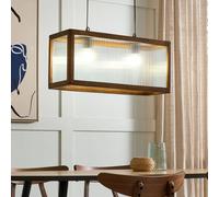 Wyld and Coco Handmade Mango Wood Pendant Lamp Boho-Industrial Shade in Brown Wyld and Coco Brown