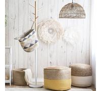 Wyld and Coco Handwoven Grey Jute Pouf Ottoman 46 cm - Round Boho Seat Wyld and Coco Grey