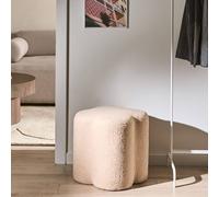 Wyld and Coco Havenly Clover Shaped Beige Bouclé Pouffe Footstool Side Table Wyld and Coco Beige