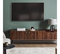 Wyld and Coco Heritage Home Dark Brown TV Stand - Metal Legs 2 Doors Central Drawer Wyld and Coco Brown