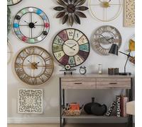 Wyld and Coco Heritage Home Wall Clock - Distressed Iron Train Station Style 59cm Wyld and Coco Multicolor