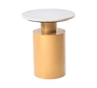 Wyld And Coco Home White Marble Round Side Table With Gold Metal Base, 40 Cm