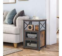 Wyld and Coco Industrial Bedside Table with 2 Mesh Drawers in Brown | Size: 1 Pack Wyld and Coco Brown 1 Pack