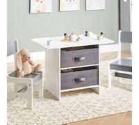 Wyld and Coco Kids 2-Seater Table Set - White and Grey MDF Wyld and Coco White