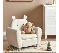 Wyld and Coco Kids Hippo Armchair in Off-White Fabric with Armrests in Beige Wyld and Coco Beige