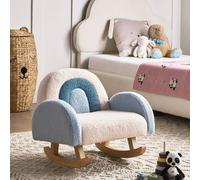 Wyld and Coco Kids Light Blue Boucle Rocking Chair Wyld and Coco Blue
