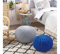 Wyld and Coco Knitted Round Pouffe 50 x 35 cm Light Grey Wyld and Coco Grey 50 x 35 cm
