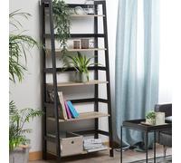 Wyld and Coco Ladder Bookcase 5 Tier Leaning Shelving Rack Black and Light Brown Wyld and Coco Black