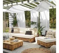 Wyld and Coco Left Hand L Shaped Conversation Set Brown Rattan White Cushions Wyld and Coco Brown