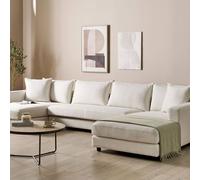 Wyld and Coco Light Beige Polyester U-Shaped Corner Sofa 5-Seater Wyld and Coco Beige