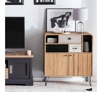 Wyld and Coco Light Brown Retro Sideboard 80 x 40 x 87 cm - 2 Doors 3 Drawers Wyld and Coco Brown 80 x 40 x 87 cm