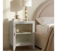 Wyld and Coco Light Grey Metal Storage Cabinet with Fluted Glass Front Wyld and Coco Grey