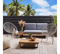 Wyld and Coco Living Papasan Chair Set Light Grey - Indoor Outdoor Wyld and Coco Grey