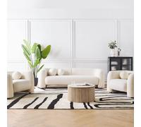 Wyld and Coco LuxeBouclé 5-Seater Sofa and Armchair Set White Wyld and Coco White