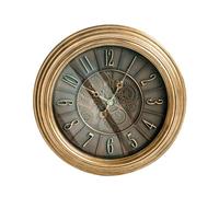 Wyld And Coco Luxehome Vintage Wall Clock 50 Cm - Exposed Gears, Painted Gold Synthetic Frame, Large Numerals