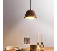 Wyld and Coco Mango Wood Pendant Lamp Brown Round Bell Shade Wyld and Coco Brown