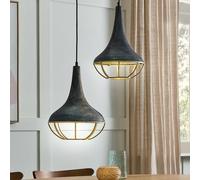 Wyld and Coco Mango Wood Two-Point Pendant Lamp Black Handmade Boho Ceiling Light Wyld and Coco Black